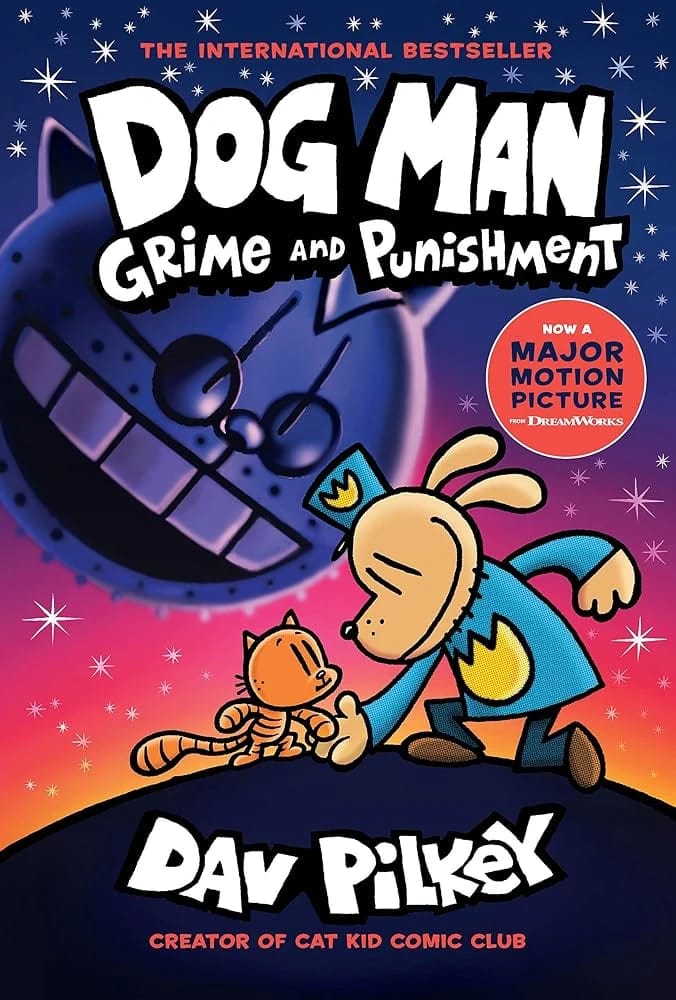 Dog Man: Grime and Punishment by Dav Pilkey, a Comic Book for Kids and Teens with Unique Illustrations and Captivating Story.