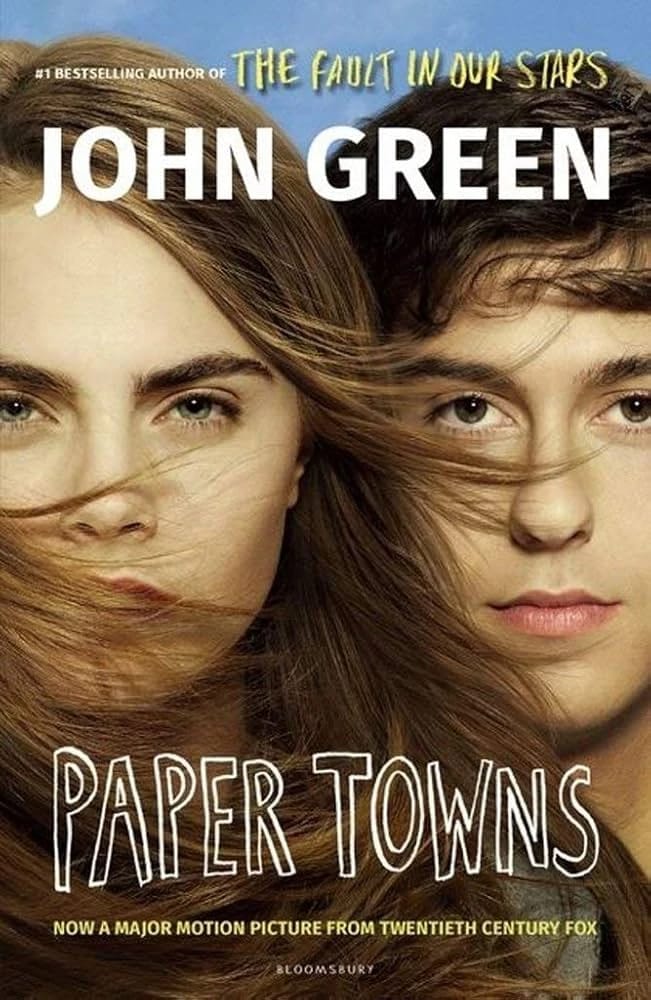John Green's Paper Towns Book, New Cover Featuring Movie Characters, for Young Adult and Adult Readers
