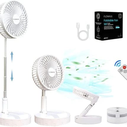 FLOWAIR USB Rechargeable Battery Operated Fan for Home White Fan