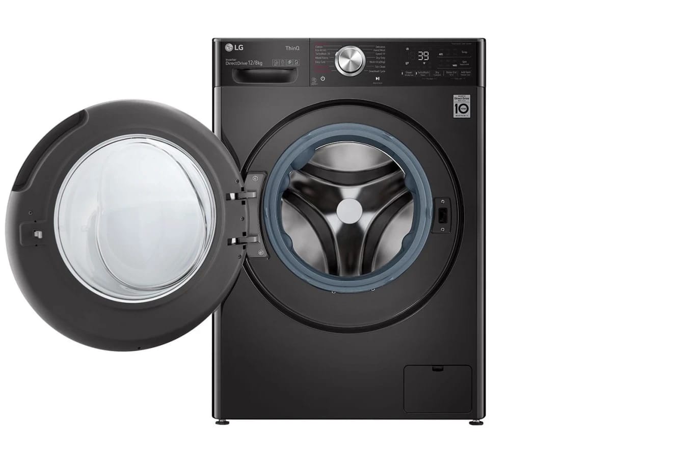 غسالة ومجفف تحميل أمامي، 12/8 كجم، AI DD™، TurboWash™360˚، لون الصلب الأسود