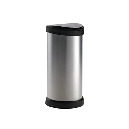 CURVER 40L DECO BIN - SILVER
