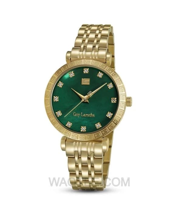 Guy Laroche Elodie Golden Stainless Steel Green Dial for Women