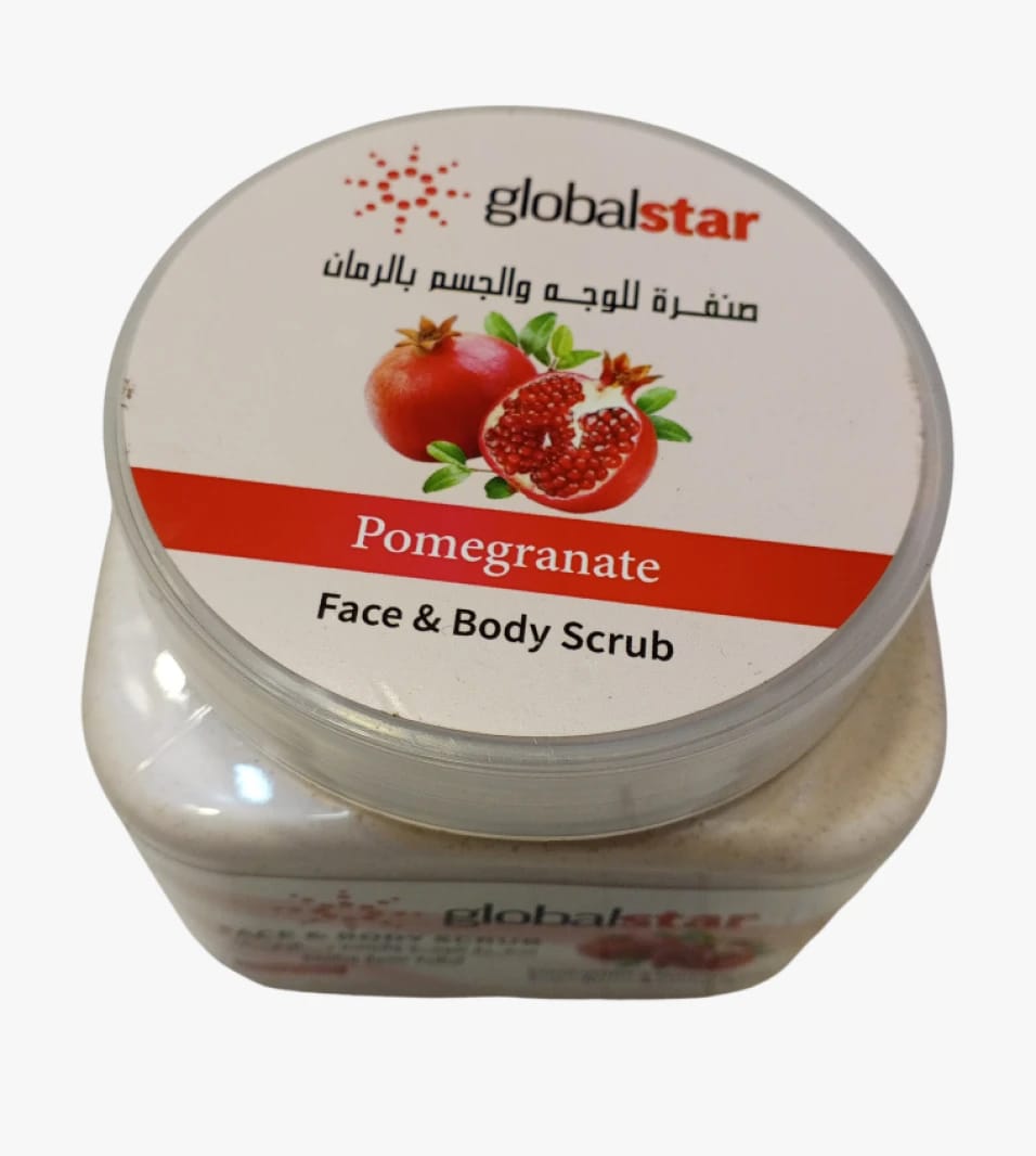 Pomegranate Face and Body Scrub by Global Star with Hydrating Ingredients, Luxurious Design for Smooth Skin and Radiant Body