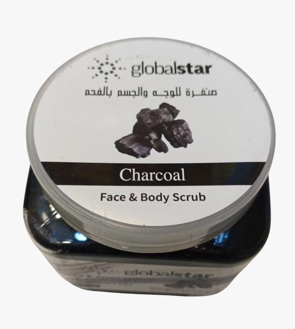 Global Star Charcoal Face & Body Scrub - Exclusive Design for Deep Skin Cleansing, Suitable for All Skin Types