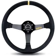 Sparco Suede Steering Wheel Black (Yellow Line)