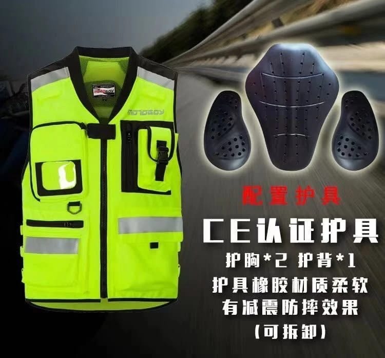 Fluorescent Fleece Jacket with Reflectors for Cyclists