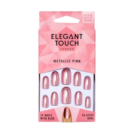 Elegant Touch Metallic Pink Nails