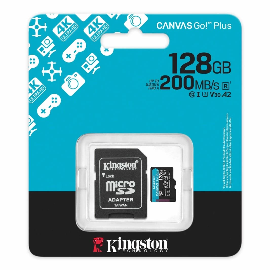كينجستون 128 جيجابايت microSDXC Canvas Go Plus 200 ميجابايت/ثانية قراءة
