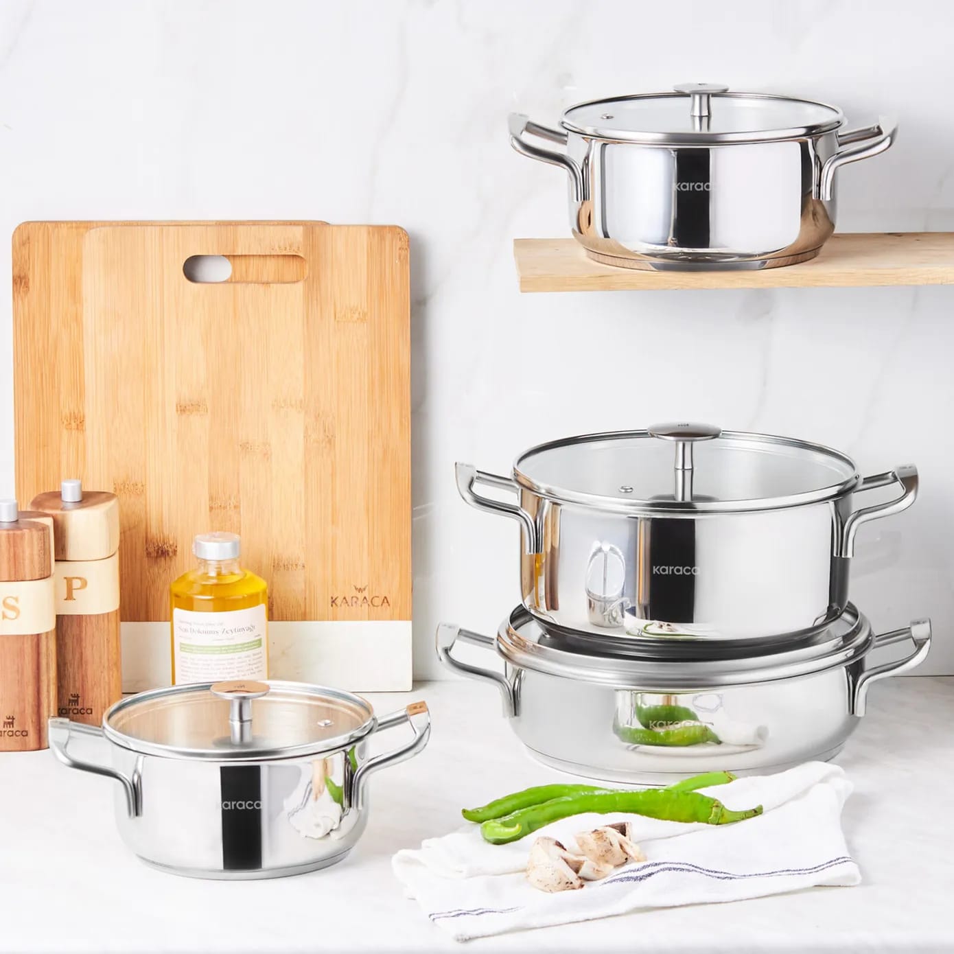 Karaca Alaz 8-Piece Stainless Steel Cookware Set