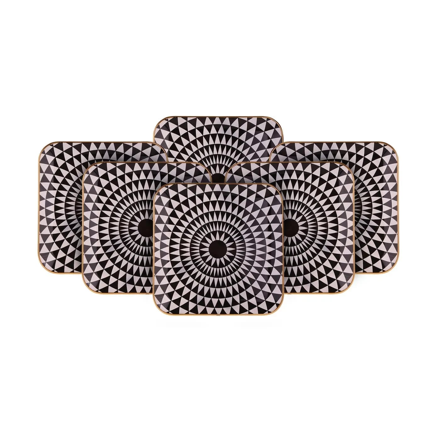 Karaca Black Gold Cake Set 6-Piece Square Black Gold