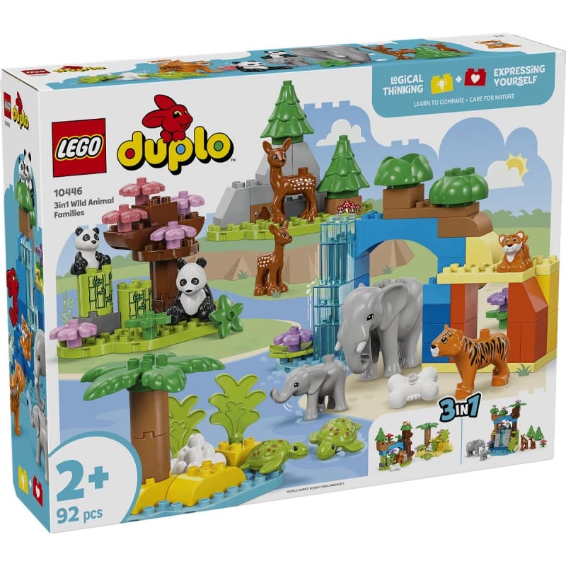 LEGO | عائلات الحيوانات البرية 3 في 1 من DUPLO، 92 قطعة