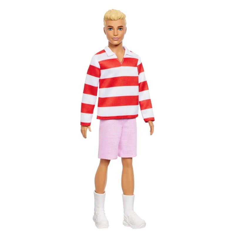 Barbie | Fashionistas Ken Doll with Blonde Hair in Red Striped Shirt and Pink Shorts