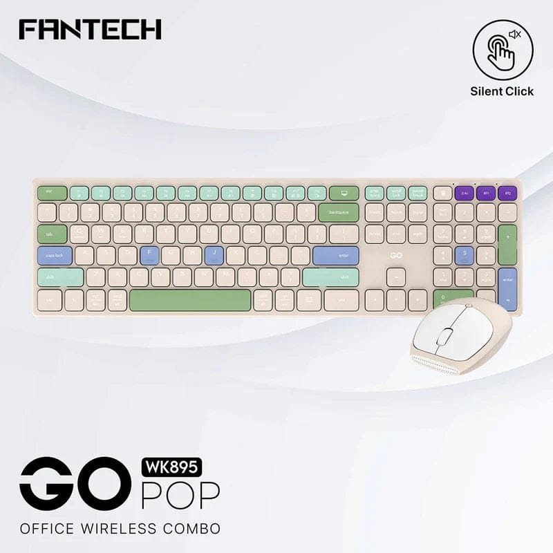 Fantech Go Pop Wk895 Office Wireless Combo – Beige