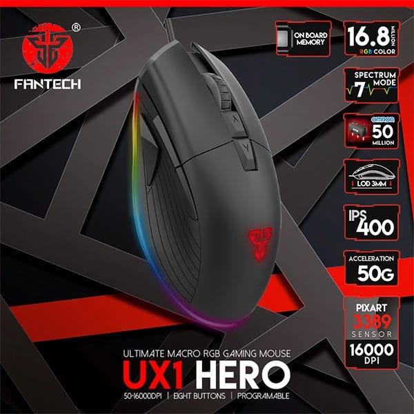 Fantech Ux1 Hero Ultimate Macro RGB Gaming Mouse