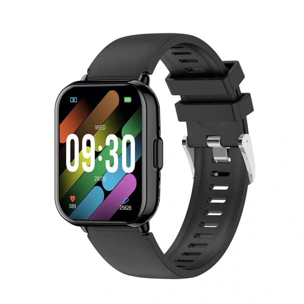 WiWU Smart Watch SW09, Waterproof: 1ATM, Screen Size Large 1.83" HD, Black with Extra Dark Blue Strap - 18 Month Warranty