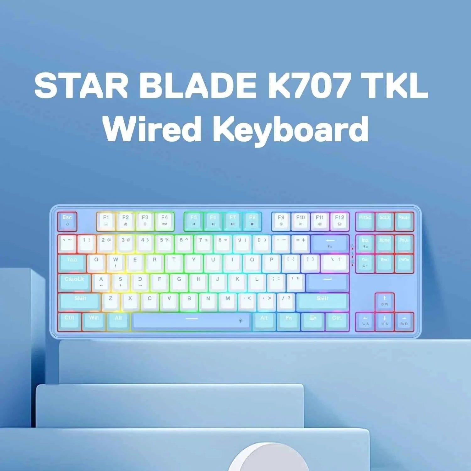 لوحة مفاتيح الألعاب Redragon K707 80% سلكية مع جوانب وإضاءة RGB