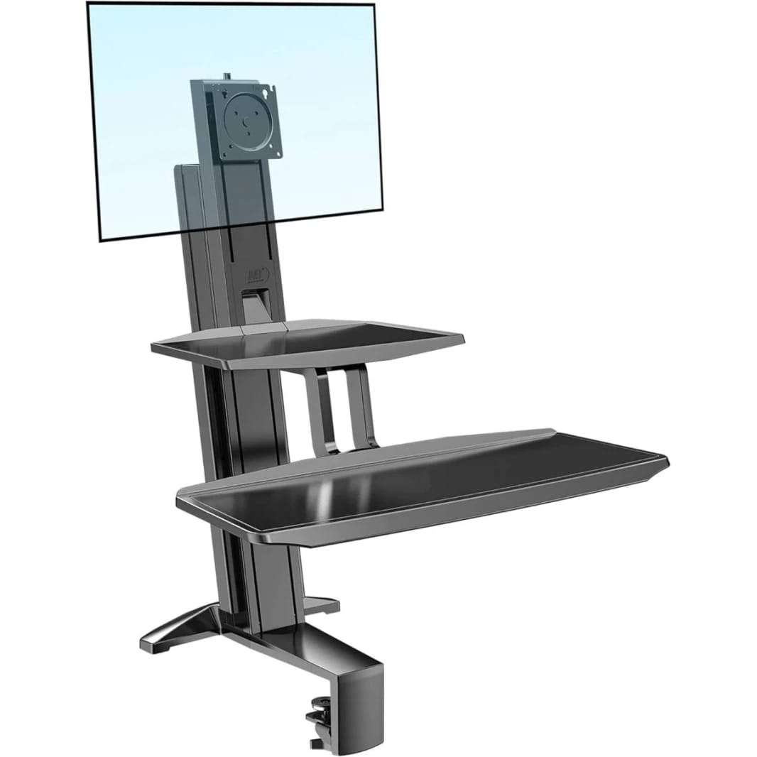 NB North Bayou Sit-Stand Workstation Height Adjustable Sit Standing Desk Converter, Fits 17"-32" Monitors with Load Capacity 4.4~24.2lbs, Monitor Mount Integrated with Two Spacious Keyboard Tray L80