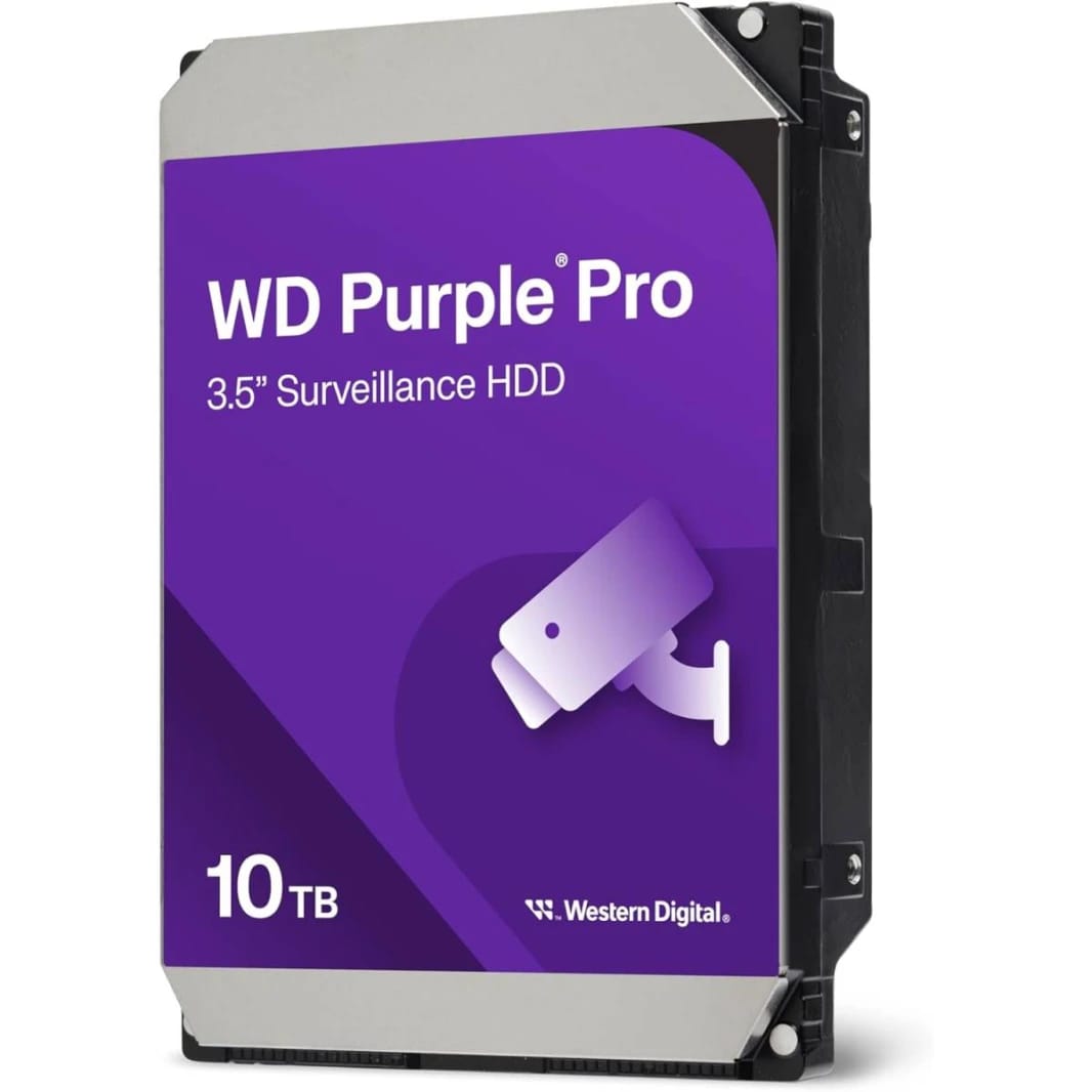 ويسترن ديجيتال 10 تيرابايت WD Purple Pro للقرص الصلب الداخلي الذكي لمراقبة الفيديو – 7200 دورة في الدقيقة، SATA بسرعة 6 جيجابت/ثانية، AllFrame AI، ذاكرة تخزين مؤقت 512 ميجابايت، 3.5 بوصة - WD102PURP