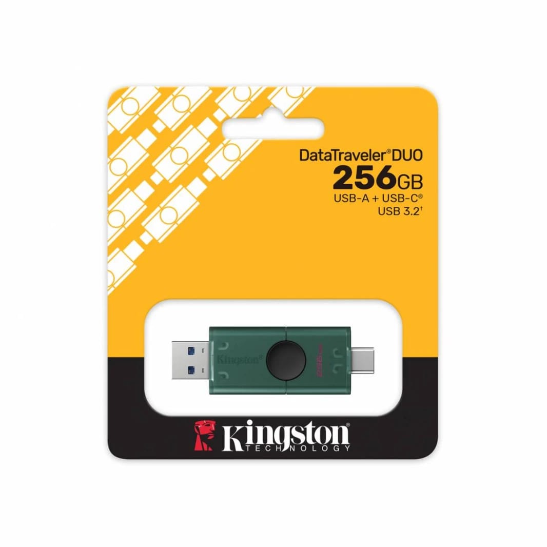 Kingston DataTraveler Duo G2 USB Flash Drive - 256 GB - 2 in 1 USB 3.2 Gen 1 Flash Drive USB-A + USB-C - dual USB-A/C moving cap design