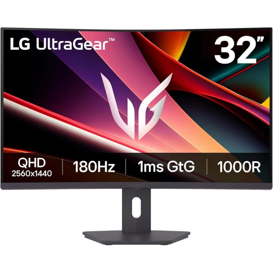 LG 32G600A-B 32-inch Ultragear 2K Curved Gaming Monitor, 180Hz, 1ms | Adjustable Stand