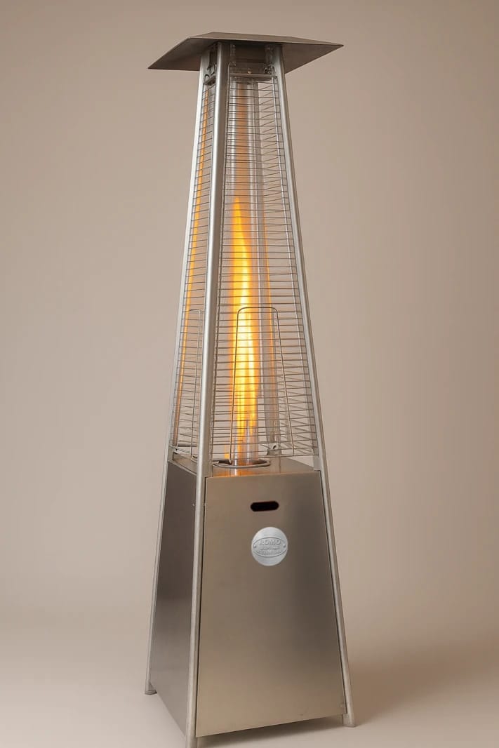Outdoor heater pyramid tower