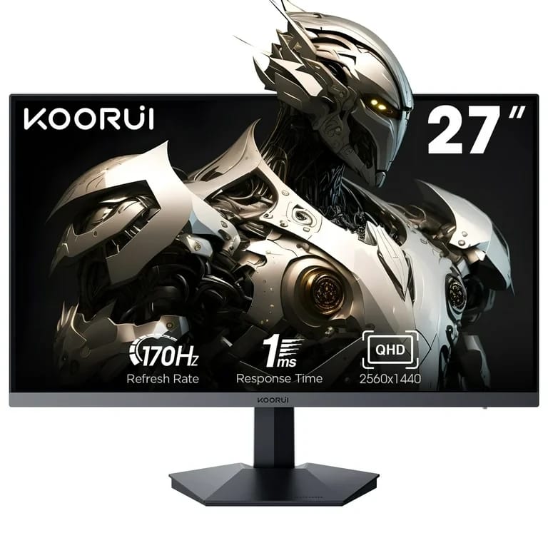 شاشة الألعاب KOORUI GN07 بحجم 27 بوصة وبدقة 2560x1440 QHD ومعدل تحديث 170 هرتز و1 مللي ثانية بتقنية IPS HDR