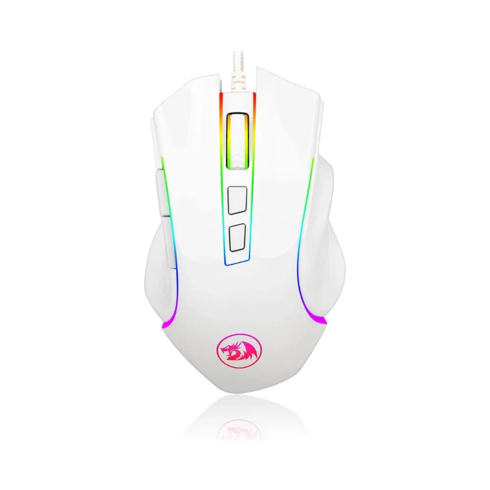 فأرة الألعاب Redragon M602، فأرة ألعاب سلكية مريحة بتقنية RGB وبدقة DPI قابلة للتعديل تصل إلى 7200 [أبيض]