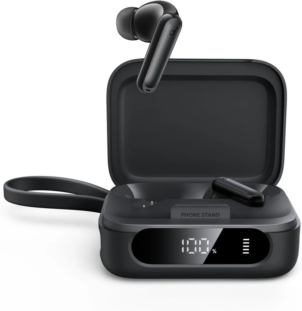 anker سماعات Soundcore P41i إيرفونز مع خاصية إلغاء الضوضاء المتكيف وشاحن هاتف محمول ومحول لايتنينج مدمج باللون الأسود
