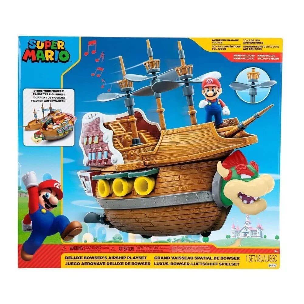 Super Mario Deluxe Bowser's Air Ship Playset with Mario Action Figure - 43.18 x 13.34 x 38.1 cm