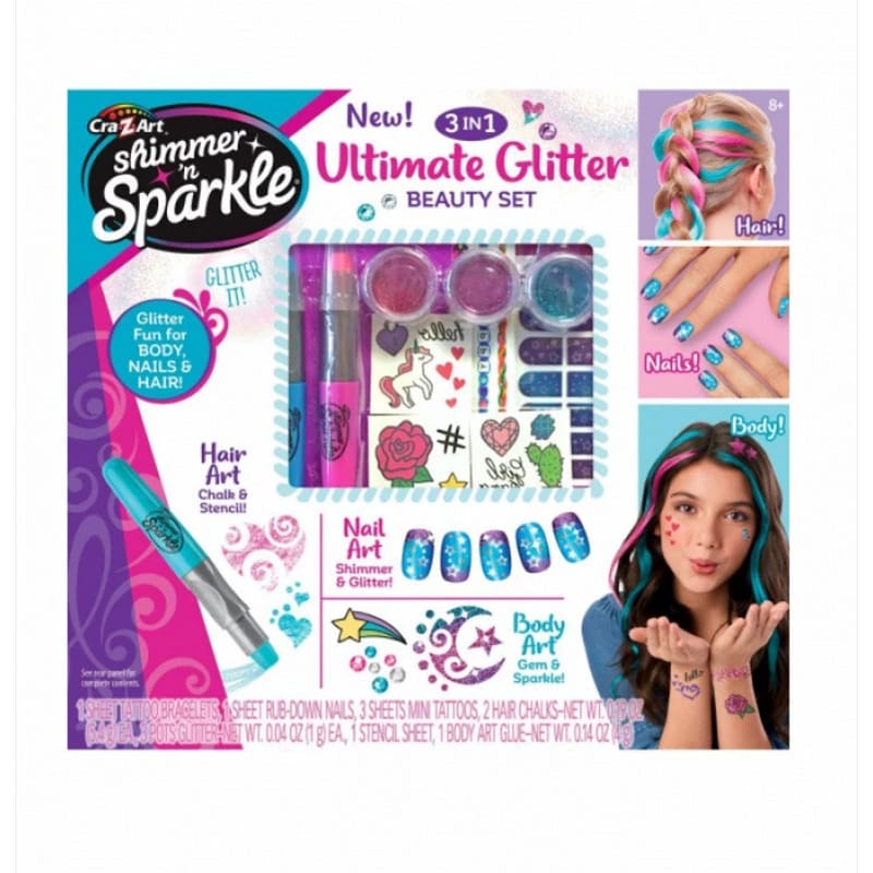 Cra Z Art Shimmer N Sparkle New Ultimate Glitter Beauty Set