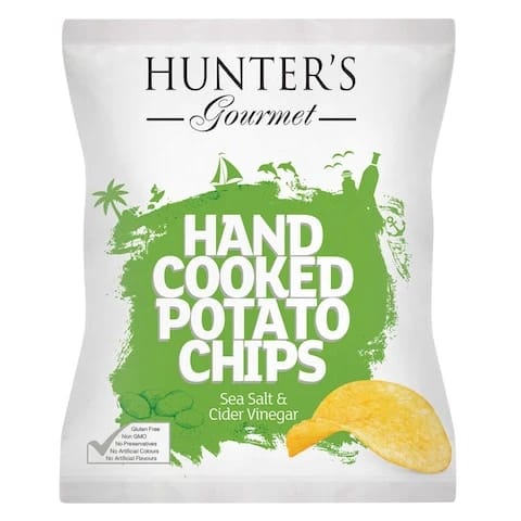 Hunter's Gourmet Potato Chips Sea Salt And Cider Vinegar 125 Gram