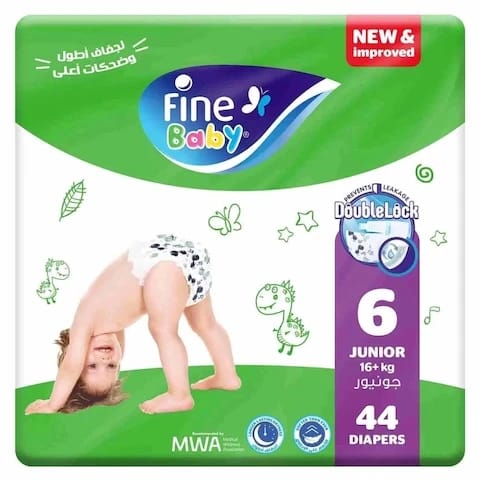 Fine Baby Diapers Size 6 Junior 16+ Kg Doublelock Pack Of 44 Diaper