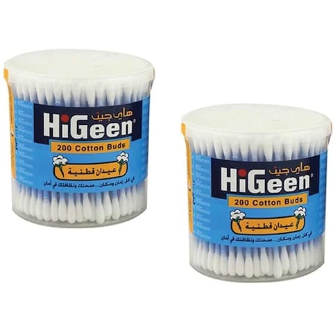 Higeen Ear Buds Round Box 200 Sticks 2 Pieces