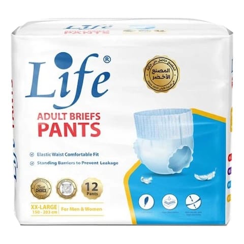 حفاضات للبالغين XXL Life 12 قطعة
