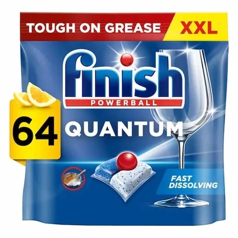 Finish Dishwasher Tabs Quantun Lemon 64 Pieces