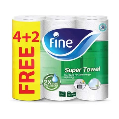 Fine Kitchen Super Towel 110 Sheets 2 Ply 4+2 Free Rolls