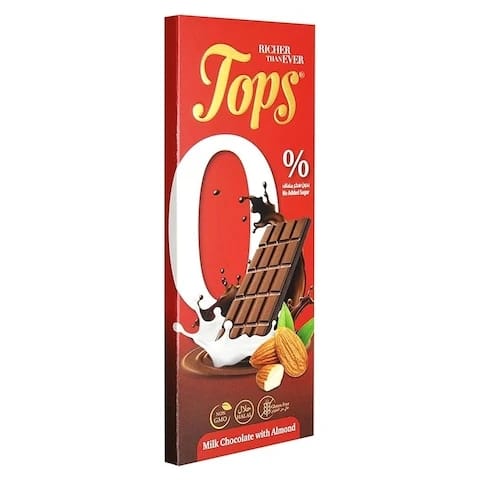 Tops Milk Chocolate With Almond No Sugar 50 Gram