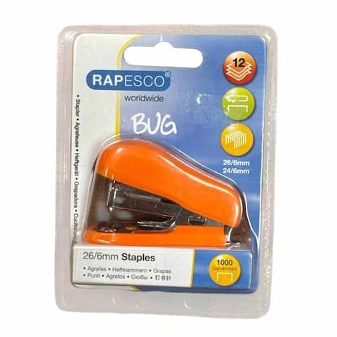 Rapesco Mini Staplar With 1000 26\6 Mm Staples Orange