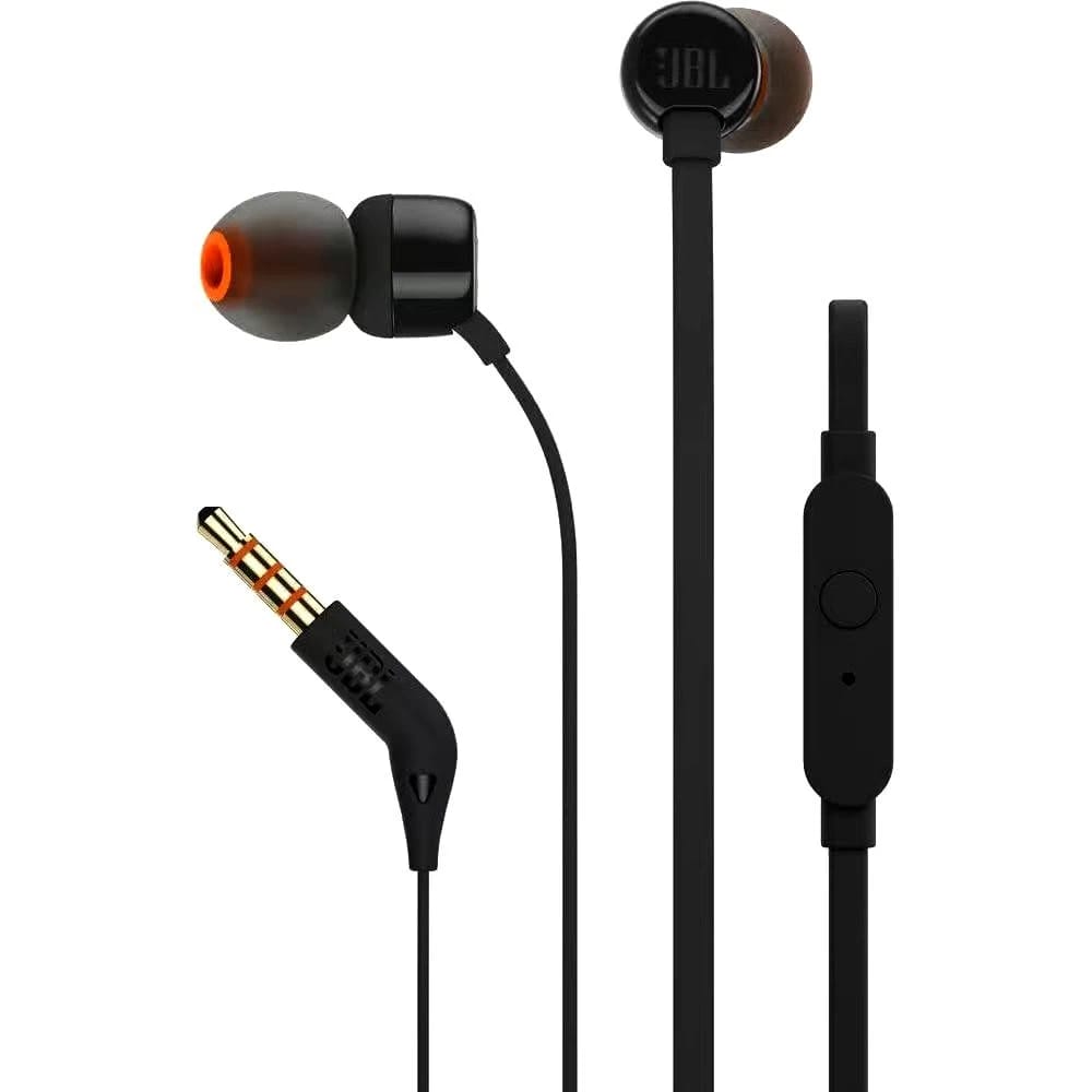JBL – Wired Earphones – Tune 110 In-Ear Headphones with JBL Pure Bass Sound and Microphone-Black
