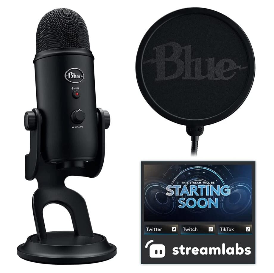 Logitech – Microphones – Blue Yeti USB Microphone Game Streaming Kit – Blackout