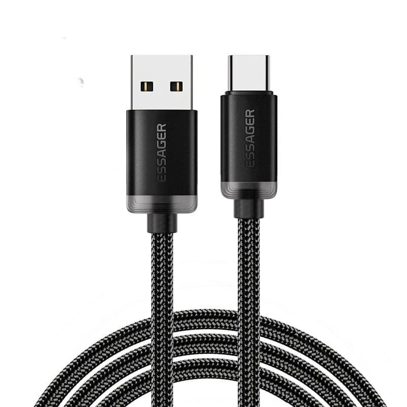 Essager USB A to C Nylon Braided Cable 2M – Black (EXCT-SYA01-P)