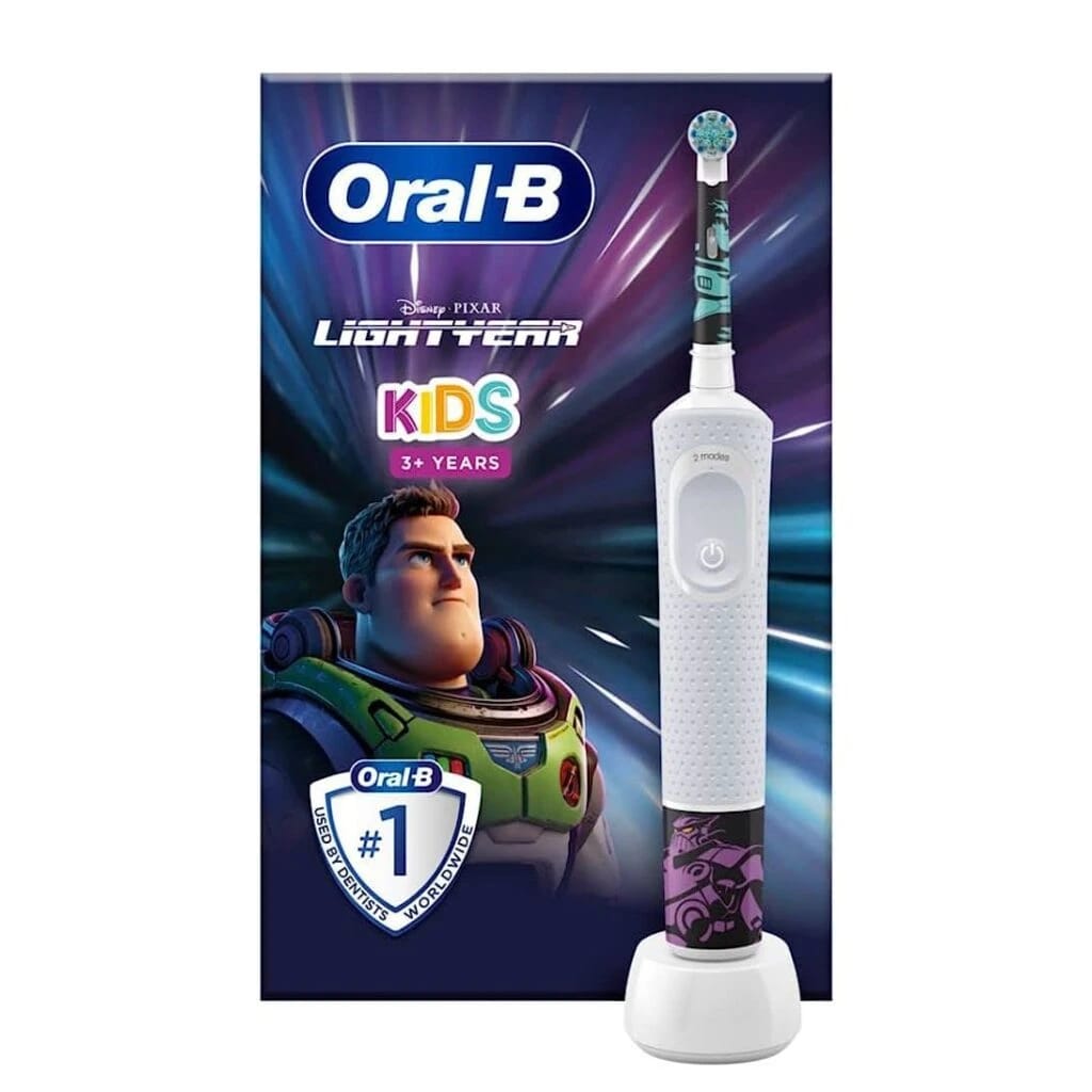 Oral-B – Electric Toothbrushes – Oral-B by Braun Kids Rechargeable Electric Toothbrush with 4 Disney Lightyear Themed Stickers