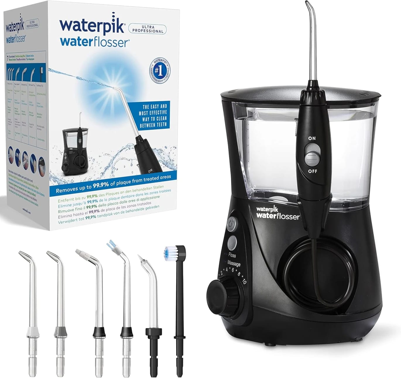 Waterpik Ultra Professional Water Flosser – Advanced Oral Care with 7 Tips & Pressure Control – Black