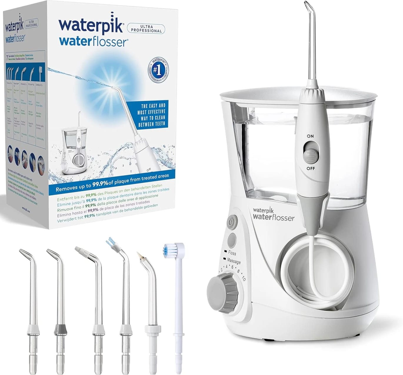 Waterpik Ultra Professional Water Flosser – Advanced Oral Care with 7 Tips & Pressure Control – White