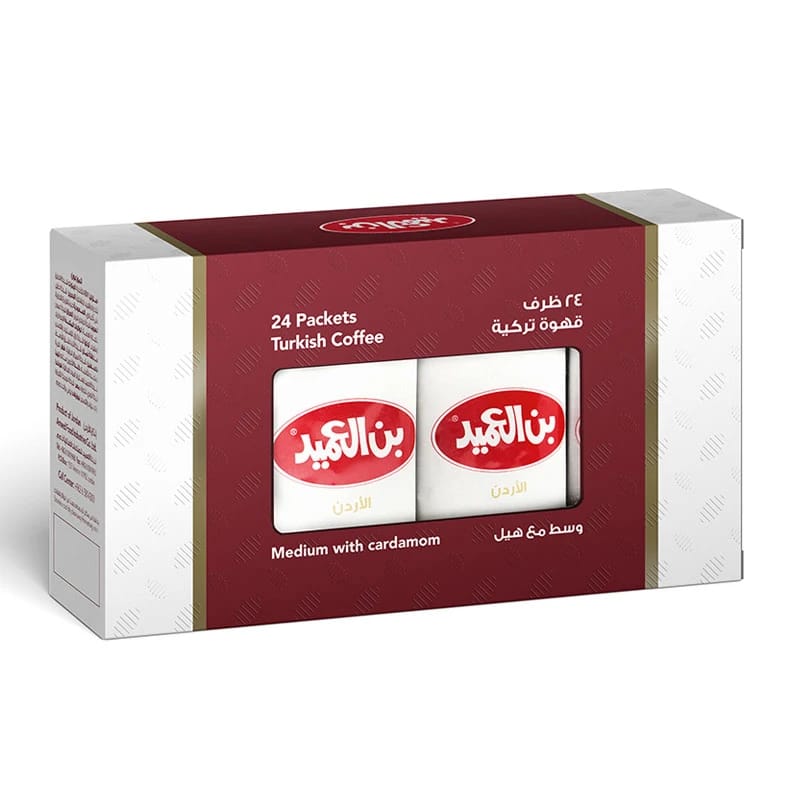 قهوة العميد التركية متوسطة بالهيل 156 غرام، 24 قطعة