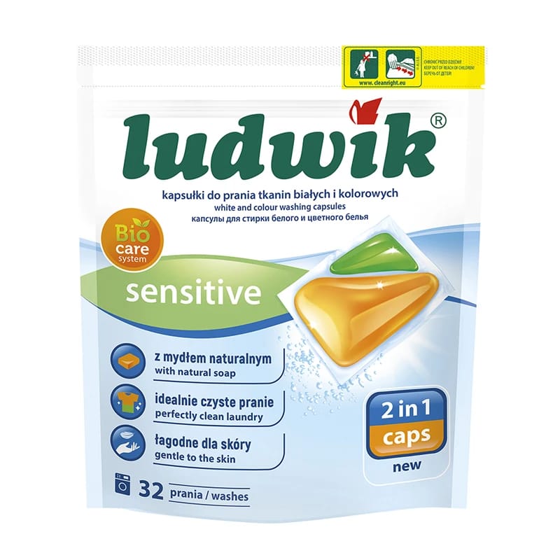 Ludwik Laundry Gel Capsules For Sensitive Fabric 2 in 1 Caps - 32 Capsules
