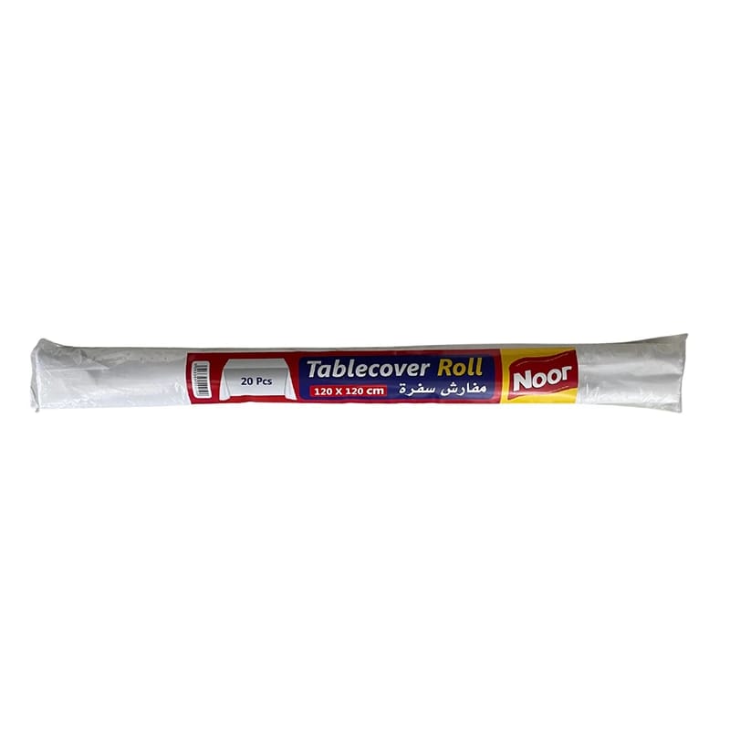 Noor White Plastic Table Cover Roll 120 x 120cm - 20pcs