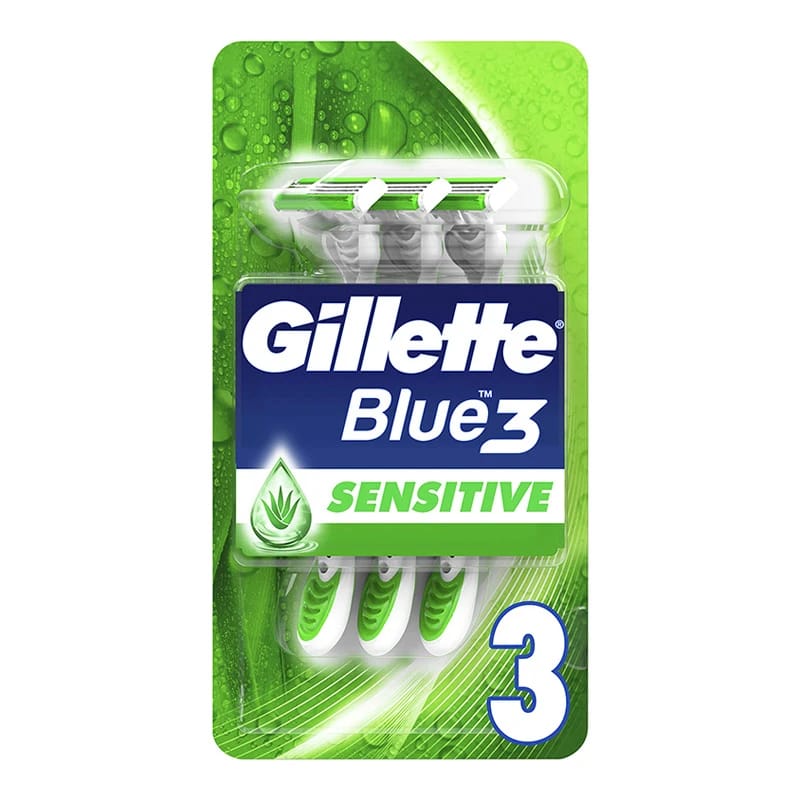 Gillette Blue 3 Sensitive Disposable Razors, 3 count