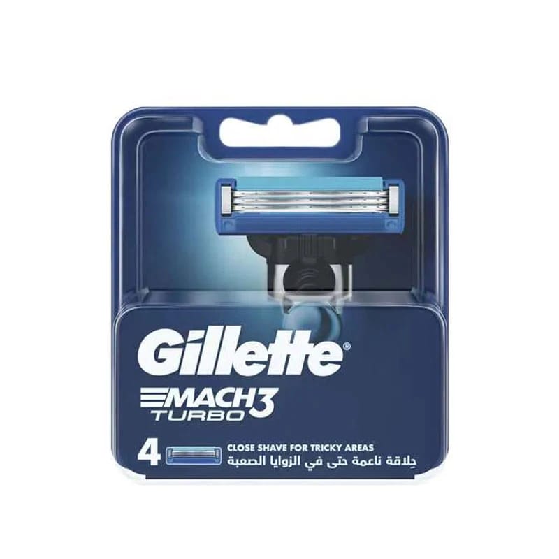 Gillette Mach 3 Turbo Replacement Razor Blade Refills 4 Count