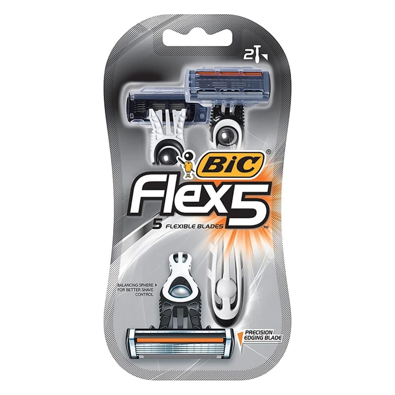 BIC Flex5 Titanium Men's Disposable Razors, 2pcs